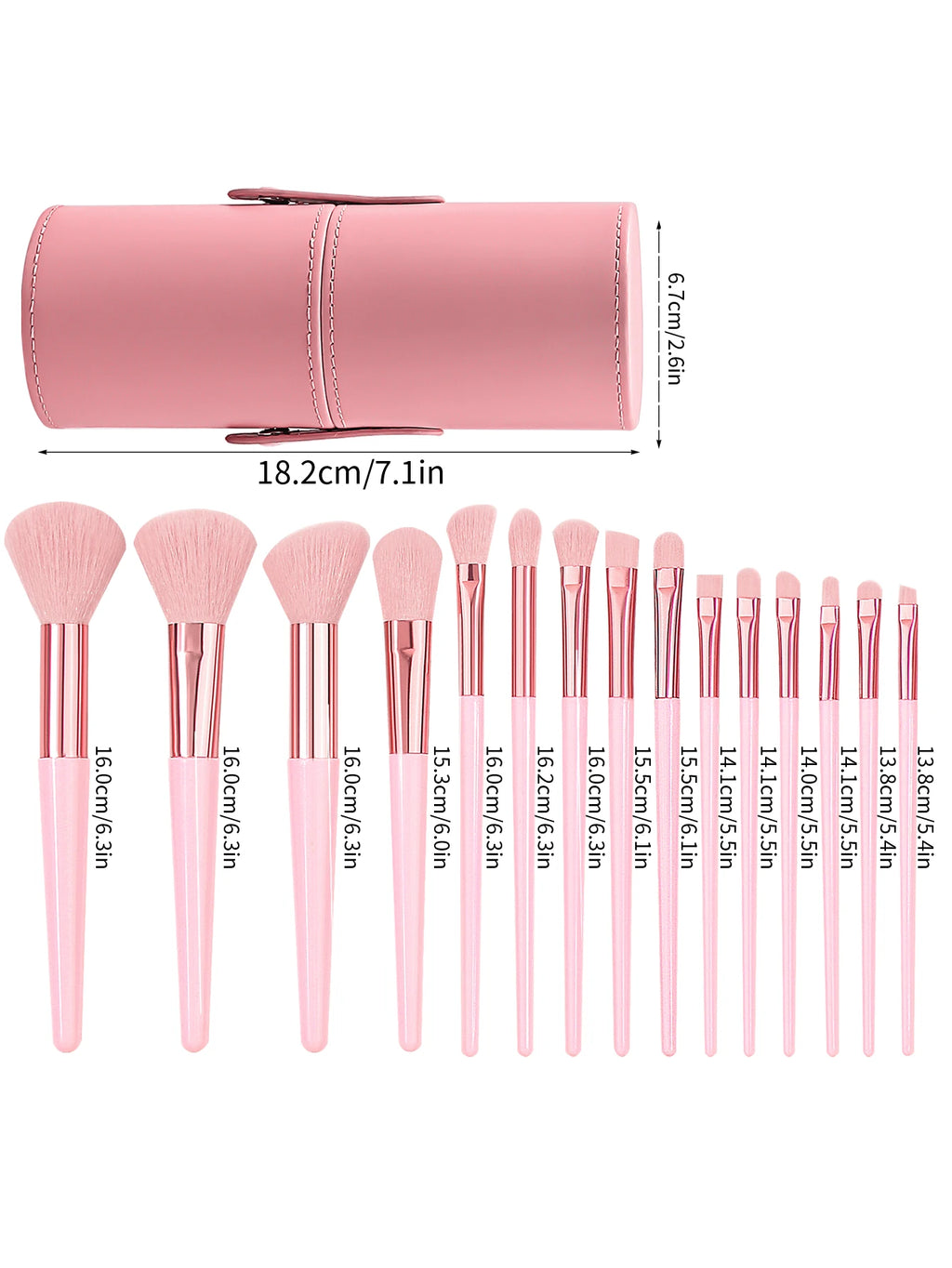 15-Piece Pink Makeup Brush Set with Storage Bucket | Nixie Makeup Brush Set Nixie