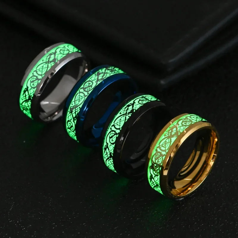 Stainless Steel Dragon Luminous Ring – Glow in the Dark Luminous Fashion Ring Nixie