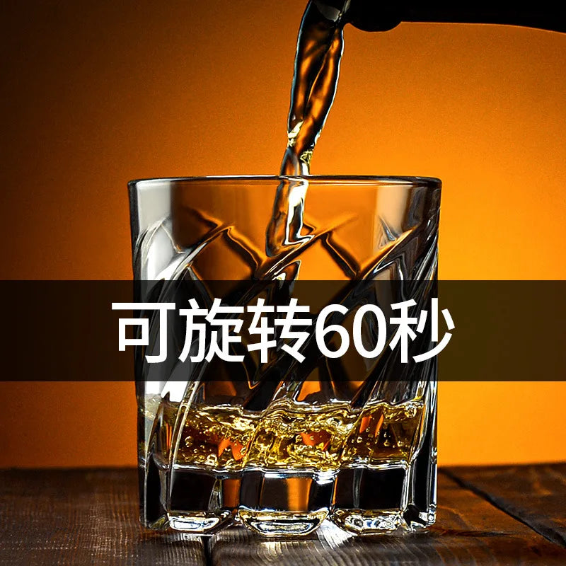 Rotating Spiral Crystal Whiskey Glass Tumbler 300ml | Nixie Crystal Whiskey Glass Nixie