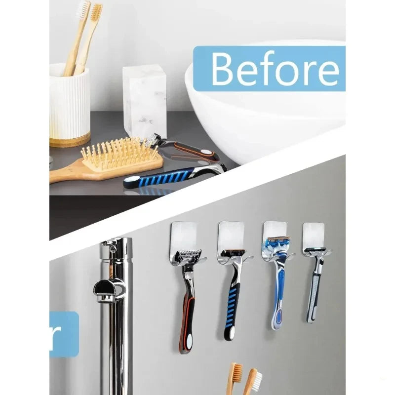 2-Pack Stainless Steel Razor Holder Bathroom Wall Hook Organizer Bathroom Hook Organizer Nixie