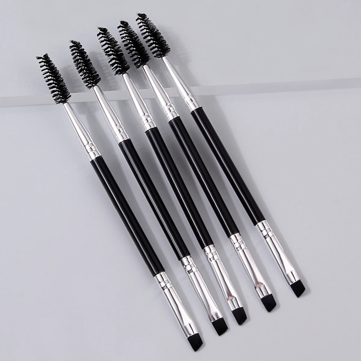 Double-Headed Mascara & Eyebrow Brush Set – 5 Pcs Eye Makeup Brush Nixie