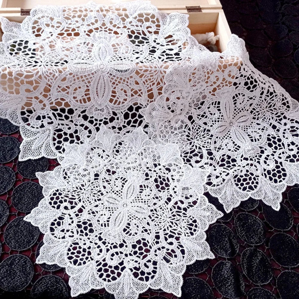 Round White Lace Embroidery Placemat – Floral Hollow Table Mat Lace Table Placemat Nixie