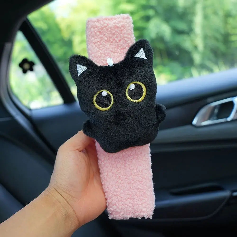 Black Cat Plush Seatbelt Shoulder Pad | Car Interior Accessory Seatbelt Shoulder Pad Nixie