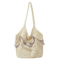 Handmade Woven Hollow Tote Bag | Women's Beach Shoulder Bag Woven Shoulder Tote Nixie Purple