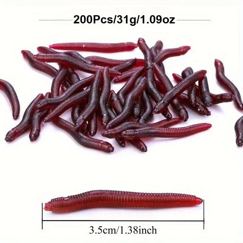 50pcs Silicone Worm Soft Fishing Bait 3.5cm Scented Lures Soft Fishing Lures Nixie