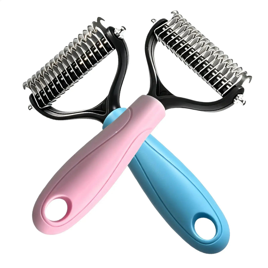Double-Sided Pet Deshedding Brush & Undercoat Rake – Dogs & Cats Pet Grooming Brush Nixie