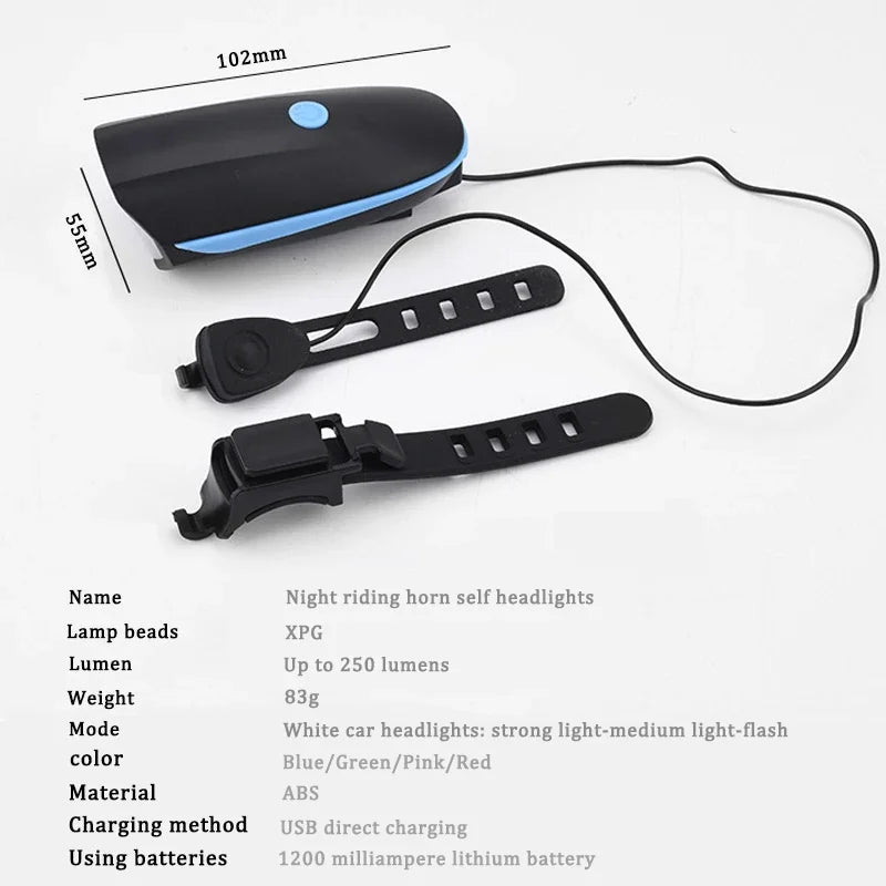 Bike Headlight & Electric Horn – USB Rechargeable, 250 Lumens Bike Light & Horn Nixie