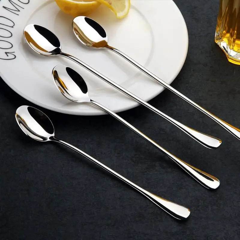 Stainless Steel Long Handle Spoons for Coffee & Ice Cream 6/10 Pcs Kitchen Spoon Set Nixie