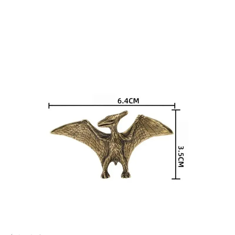 Solid Brass Pterosaur Mini Statue – Dinosaur Desktop Ornament