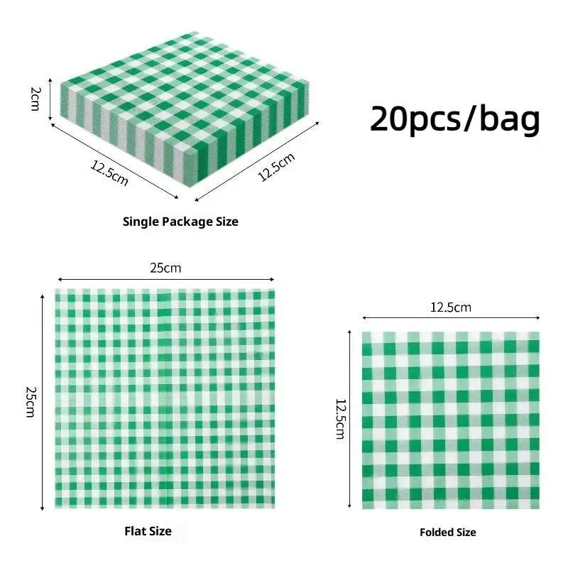 Gingham Disposable Paper Napkins 20 Sheets – Party Supplies Disposable Paper Napkins Nixie