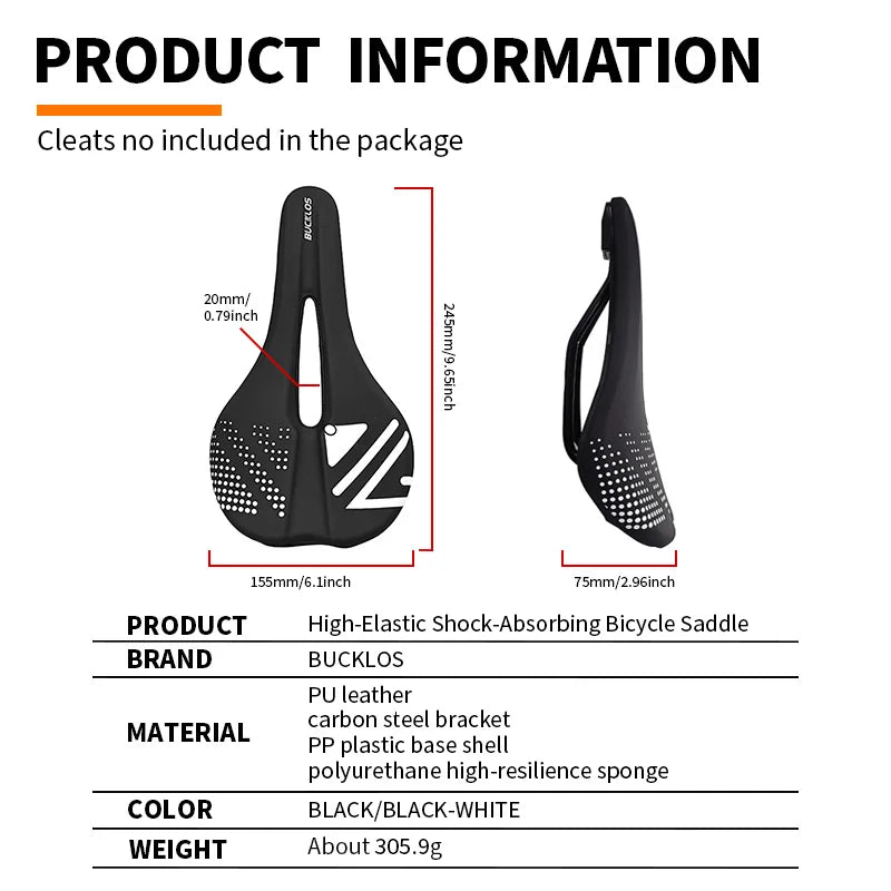 BUCKLOS Breathable MTB Road Bike Saddle – Unisex Cycling Seat Bicycle Saddle Nixie