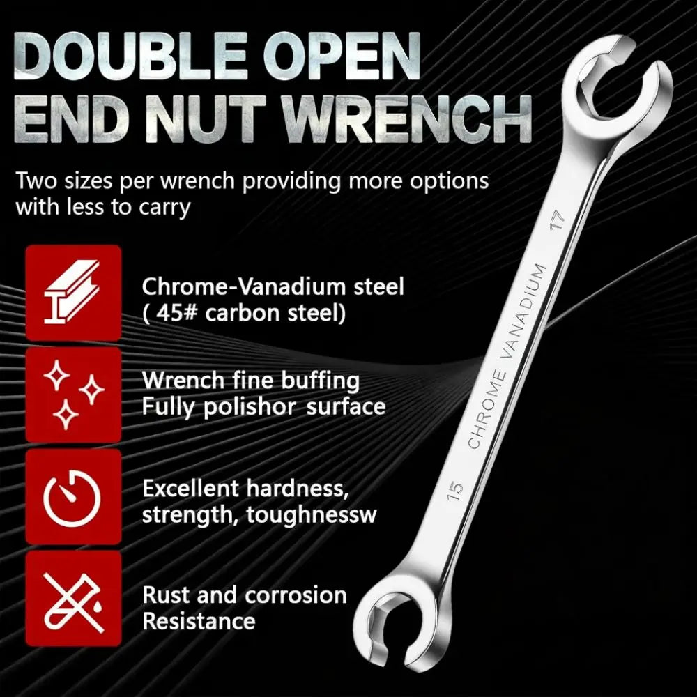 8-19mm Flare Nut Wrench Mirror Finish Brake Line Spanner Flare Nut Wrench Nixie