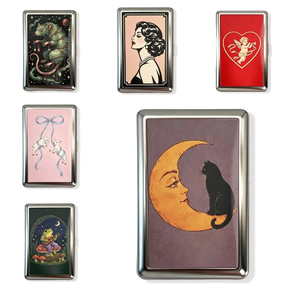 Vintage Metal Flip Card Case – Retro Compact Card Holder Metal Card Holder Nixie