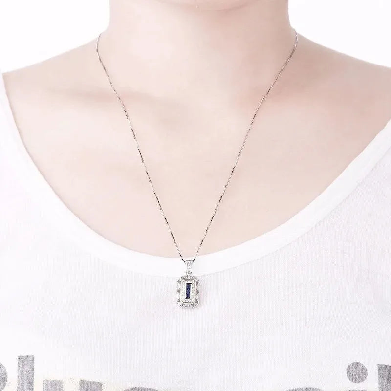 Women's White CZ Pendant Necklace – Silver & Gold-Tone Chain Pendant Necklace Nixie
