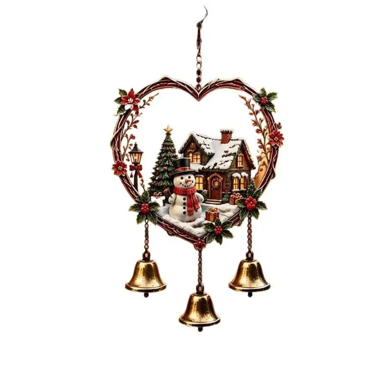 Christmas Wind Chime Acrylic Heart Ornament with 3 Bells Christmas Wind Chime Nixie