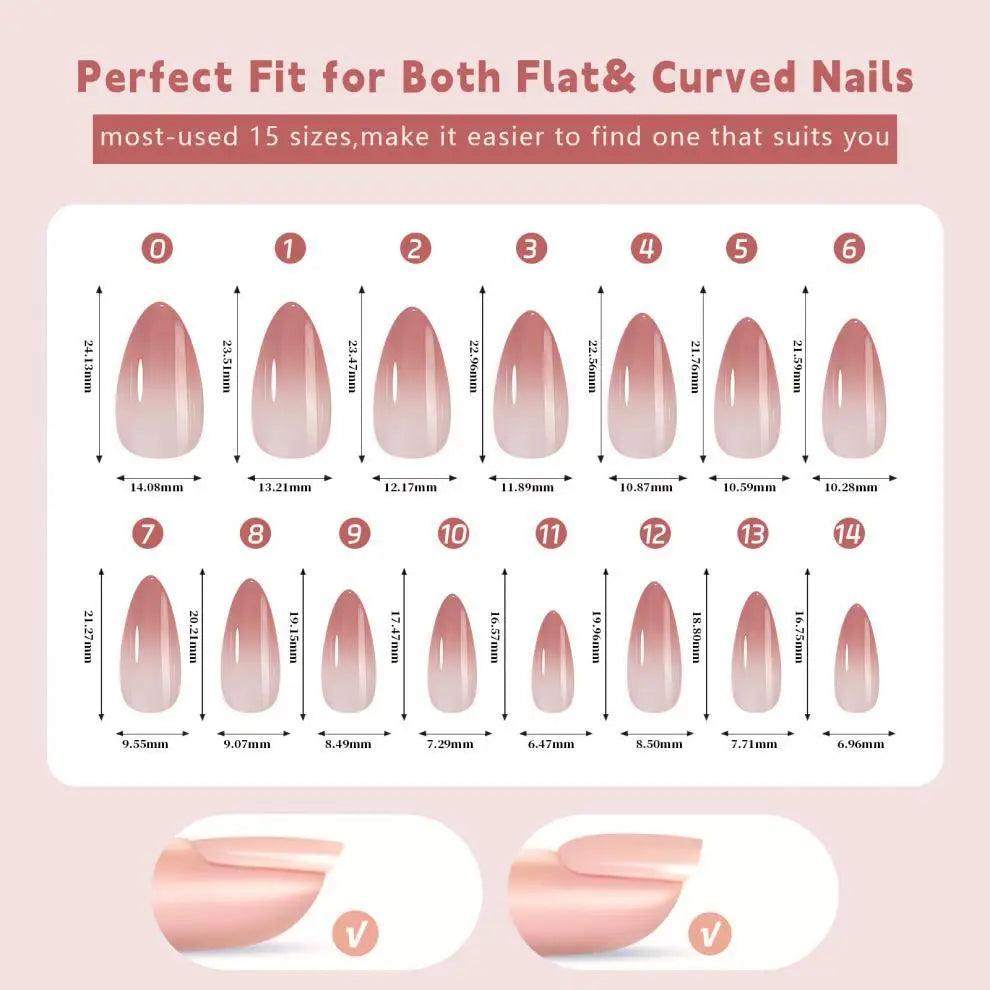150Pcs Gradient Nude Almond Press On Nails Full Cover Tips Press On Nails Nixie