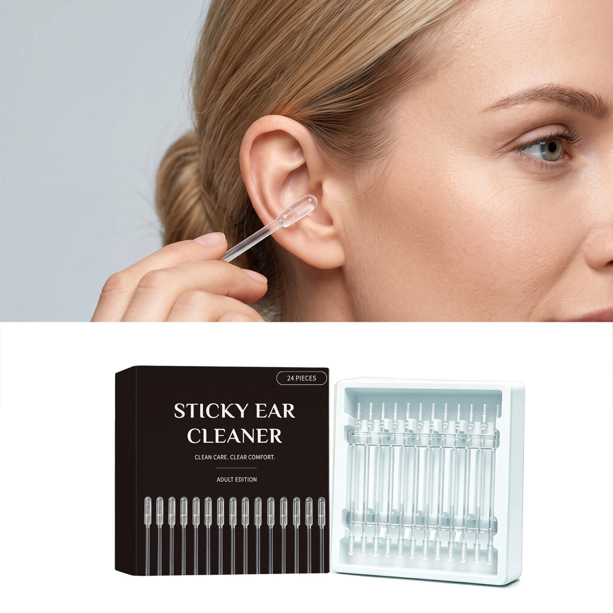 24-Pack Sticky Ear Swabs – Gentle Earwax Removal Tool Ear Care Swabs Nixie
