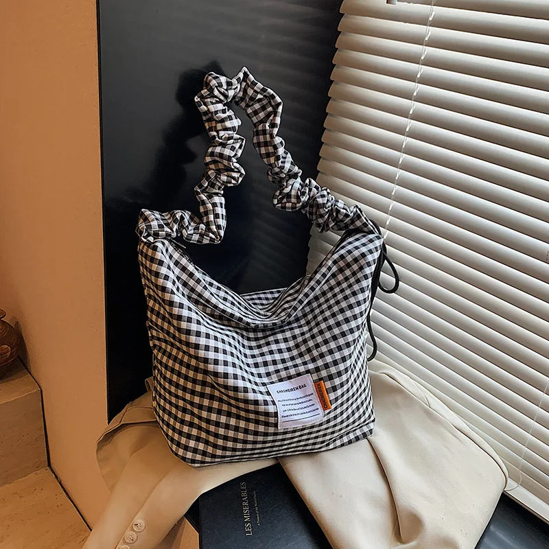 Women's Large Plaid Crossbody Bag – Houndstooth Shoulder Bag