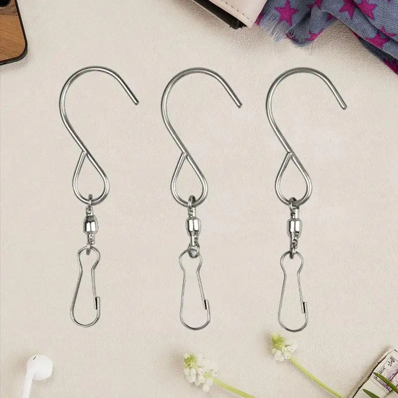 360° Swivel S Hooks with Safety Clips – Wind Chimes & Home Swivel Hanging Hooks Nixie