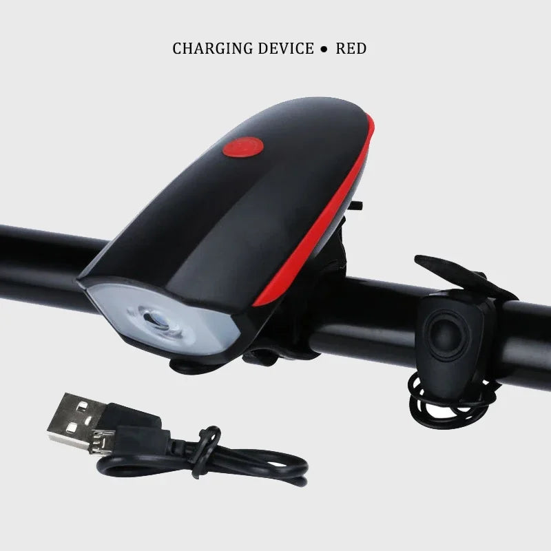 Bike Headlight & Electric Horn – USB Rechargeable, 250 Lumens Bike Light & Horn Nixie Red