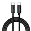 Rocoren 240W USB-C Cable RGB PD 3.1 QC 3.0 Fast Charging Cord USB-C Charging Cable Nixie 100W Black 1m