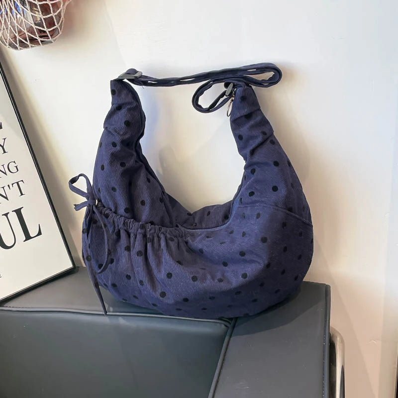 Polka Dot Flannel Crossbody Dumpling Bag | Women's Hobo Bag