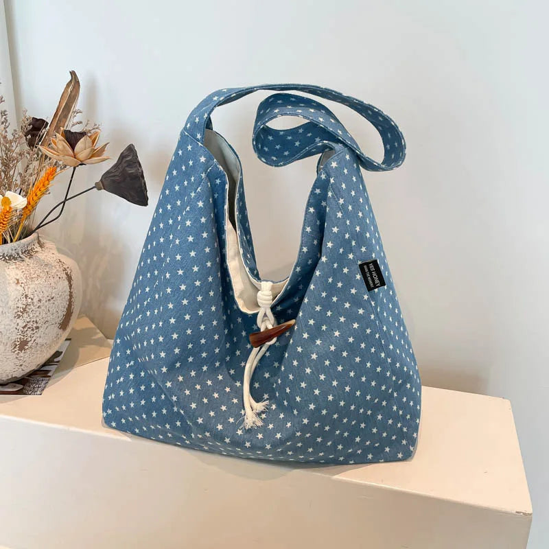 Korean Minimalist Star-Dot Tote Bag – Large Women's Shoulder Bag Women's Tote Bag Nixie Stars