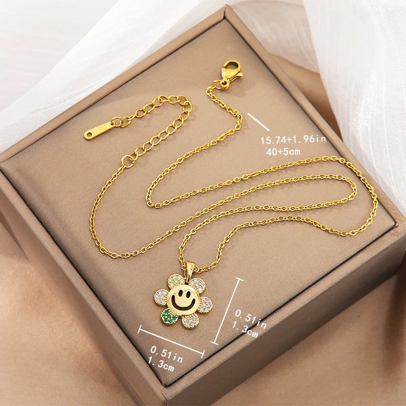 Sunflower Pendant Necklace – Gold Copper & Zircon for Women Pendant Necklace Nixie