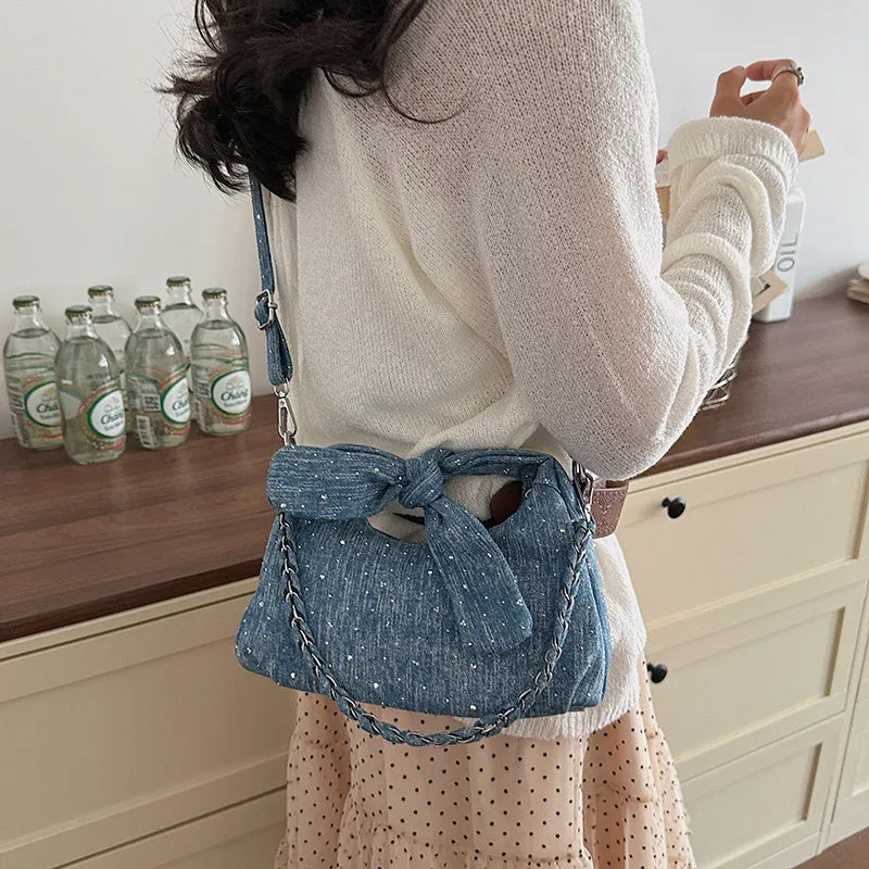 Women's Denim Crossbody Bag – Trendy Underarm Shoulder Handbag Denim Shoulder Bag Nixie