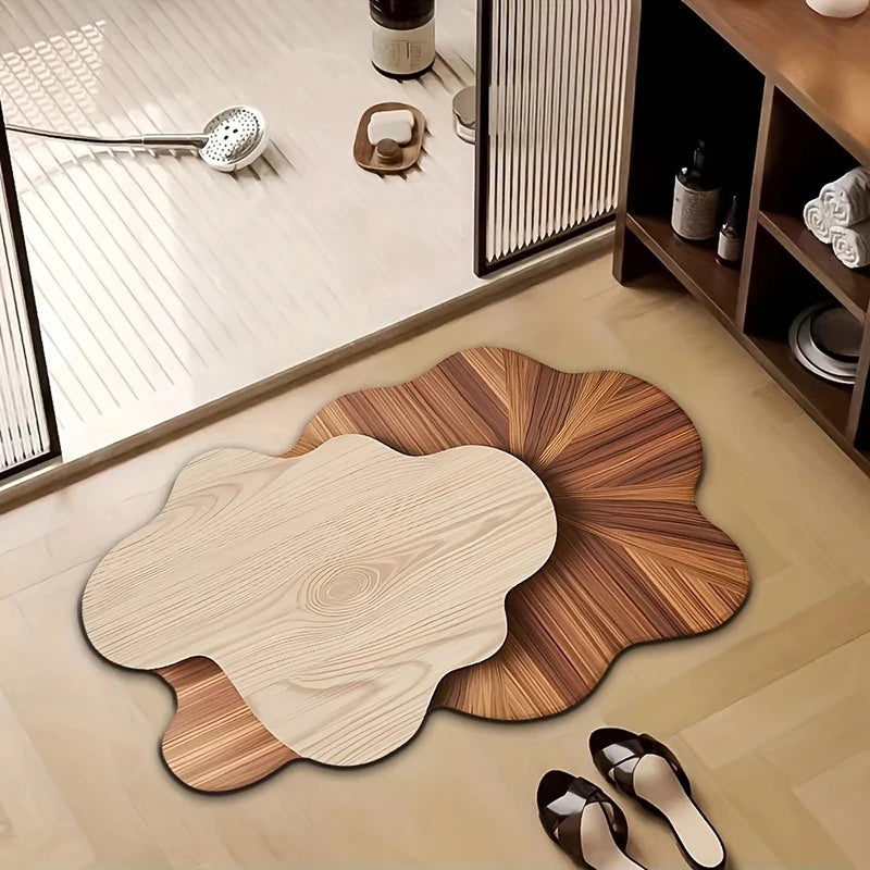 Wood Grain Bathroom Mat – Non-Slip Stump Design 50×80cm
