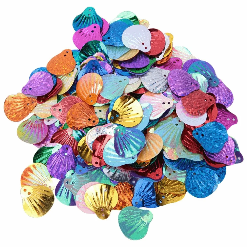 50g Shell Sequins 18x20mm Double Hole PVC for DIY Crafts Craft Sequins Nixie Transparent