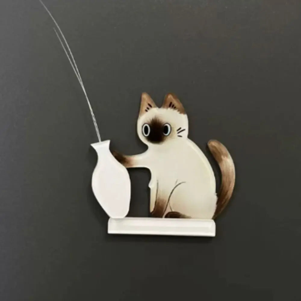 Acrylic Cartoon Cat Magnetic Fridge Sticker & Mini Vase Decor Fridge Magnet Decor Nixie