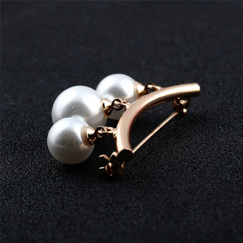 Pearl Pendant Brooch Unisex Corsage Pin – Gold & Silver Fashion Brooch Pin Nixie