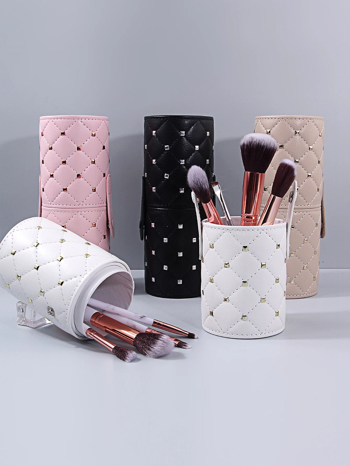 Diamond Lattice PU Makeup Brush Holder – Travel Organizer Makeup Brush Holder Nixie