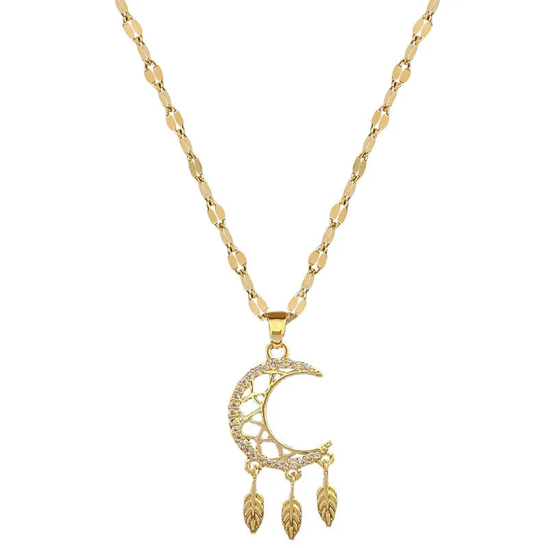 Moon Pendant Necklace Gold Choker – Minimalist Women's Jewelry Pendant Necklace Nixie