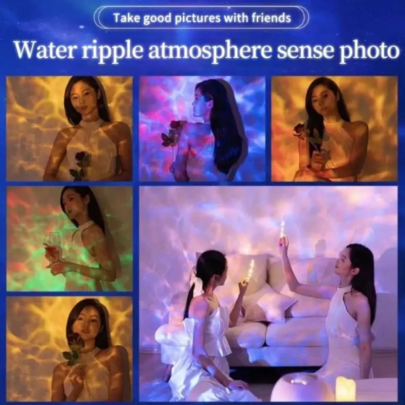 16-Color Rotating Water Ripple Ocean Projector Night Light Projector Night Light Nixie