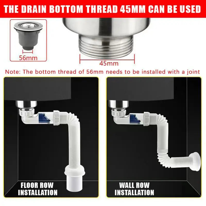 Flexible ABS Siphon Drain Hose G1-1/2 Extendable 28–88cm Siphon Drain Hose Nixie