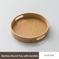 Round Wooden Serving Tray with Handle | 25–40CM Sizes Wooden Serving Tray Nixie 30cm