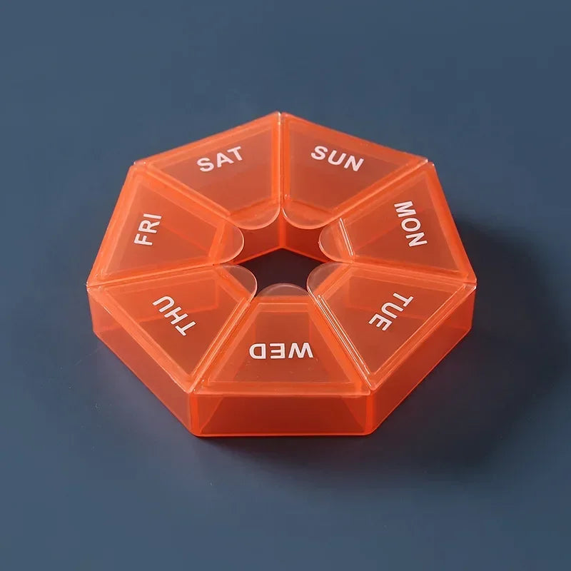 7-Day Weekly Pill Organizer – Portable Plastic Pill Box Case Pill Organizer Nixie orange