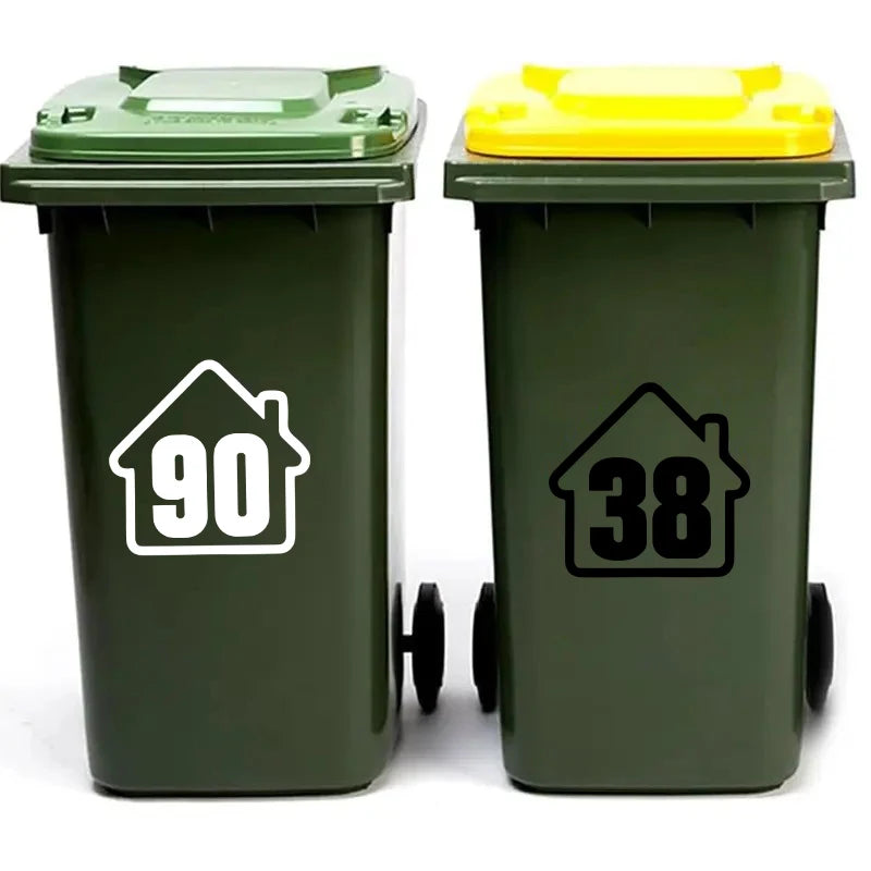 Weatherproof Wheelie Bin Number Stickers – Self-Adhesive PVC Bin Number Stickers Nixie