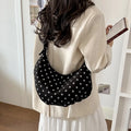 Korean Polka Dot Tote Bag – Large Capacity Women's Shoulder Bag Women's Tote Bag Nixie Black