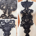 Large Sequin Embroidery Flower Patch – Dance Costume Appliqué Embroidery Appliqué Patch Nixie Black