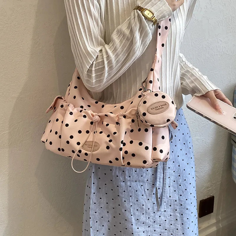 Korean Polka Dot Crossbody Shoulder Bag for Women | Satchel Crossbody Shoulder Bag Nixie Pink
