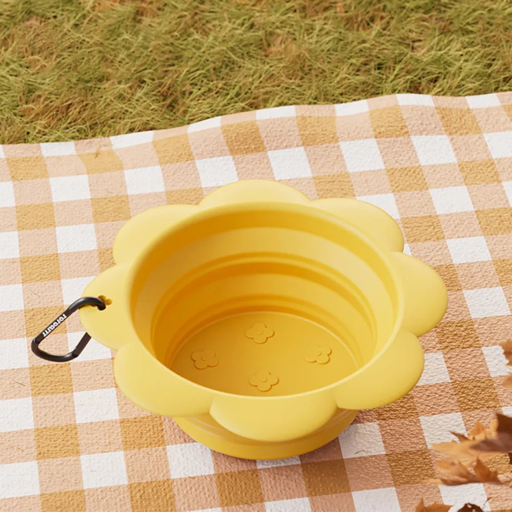Collapsible Silicone Dog Bowl 350ml | Portable Travel Pet Bowl Collapsible Pet Bowl Nixie Yellow
