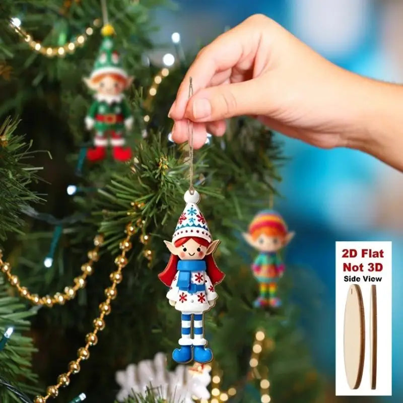 8-Piece Christmas Elf Wooden Ornaments Hanging Xmas Tree Decor Christmas Tree Ornaments Nixie Multicolor China Mainland