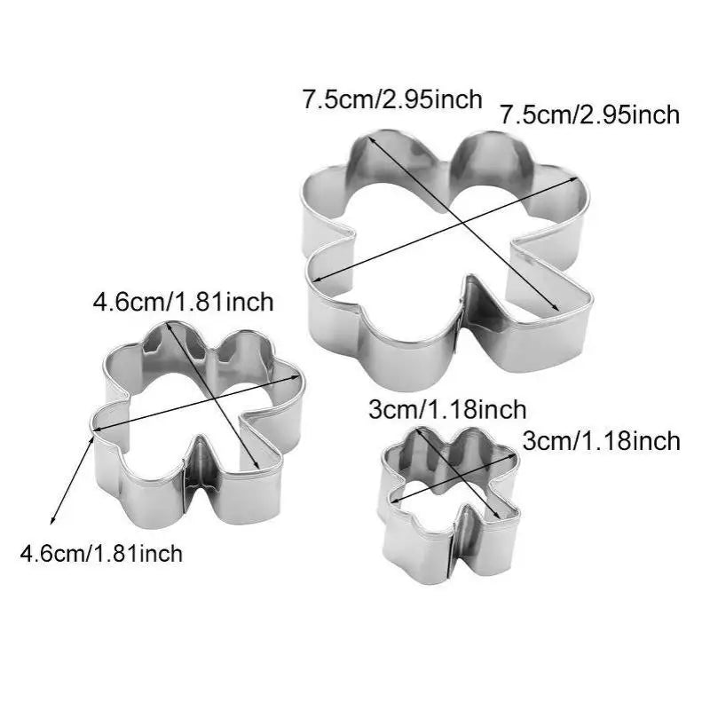 3-Piece Clover Cookie Cutter Set – Stainless Steel Baking Molds Cookie Cutter Set Nixie