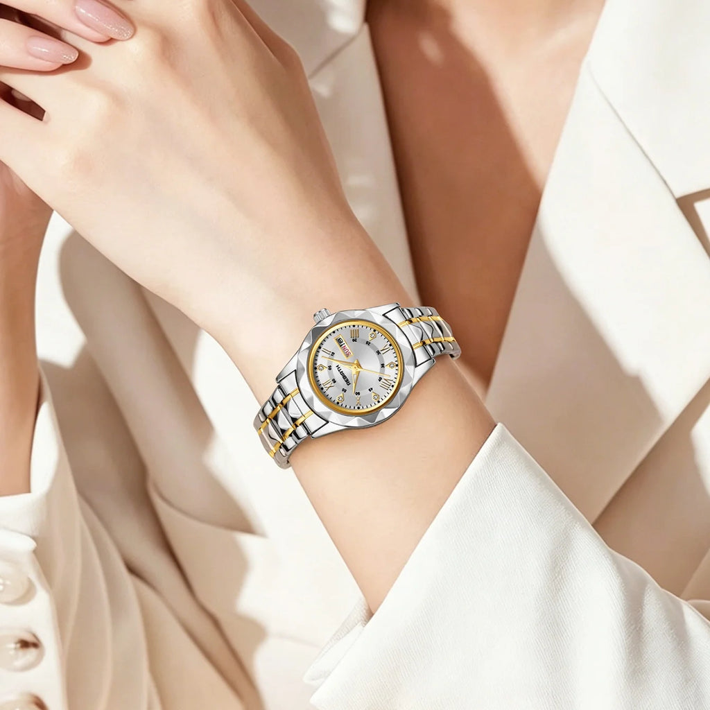 REBIRTH Women's Quartz Watch – Day & Date Display | Stylish Women's Quartz Watch Nixie