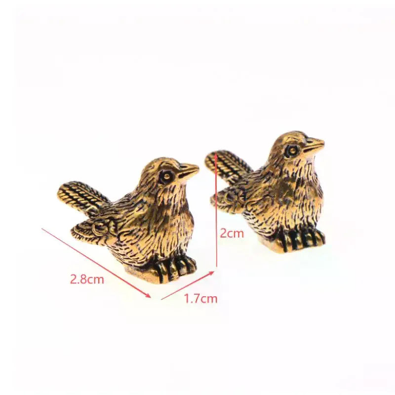 4pcs Mini Brass Bird Ornaments – Outdoor Birdbath Décor