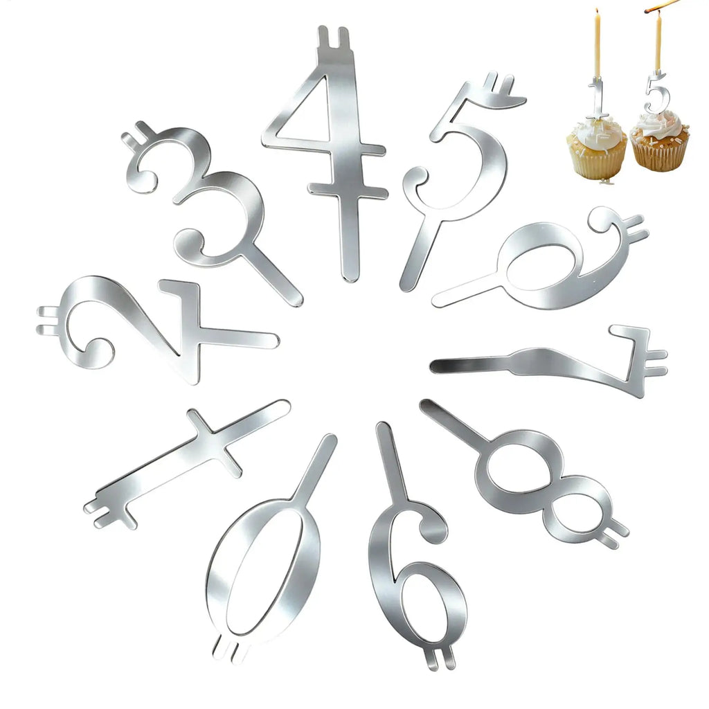 Reusable Number Cake Candle Holder Set – Digits 0–9 Topper Cake Candle Holder Nixie