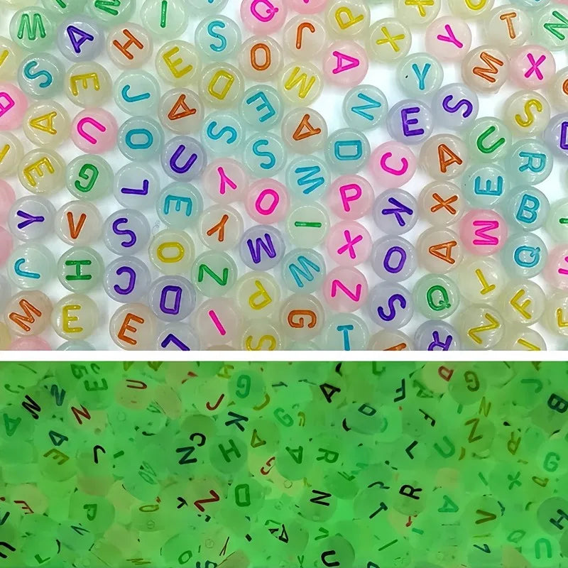50pcs Letter Acrylic Beads 8x9mm Matte Luminous DIY Jewelry Making Jewelry Making Beads Nixie
